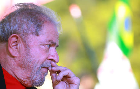 Former Brazilian President Luiz Inacio Lula da Silva attends a rally in Santana do Livramento, Rio Grande do Sul state, Brazil March 19, 2018. Picture taken March 19, 2018. REUTERS/Diego Vara