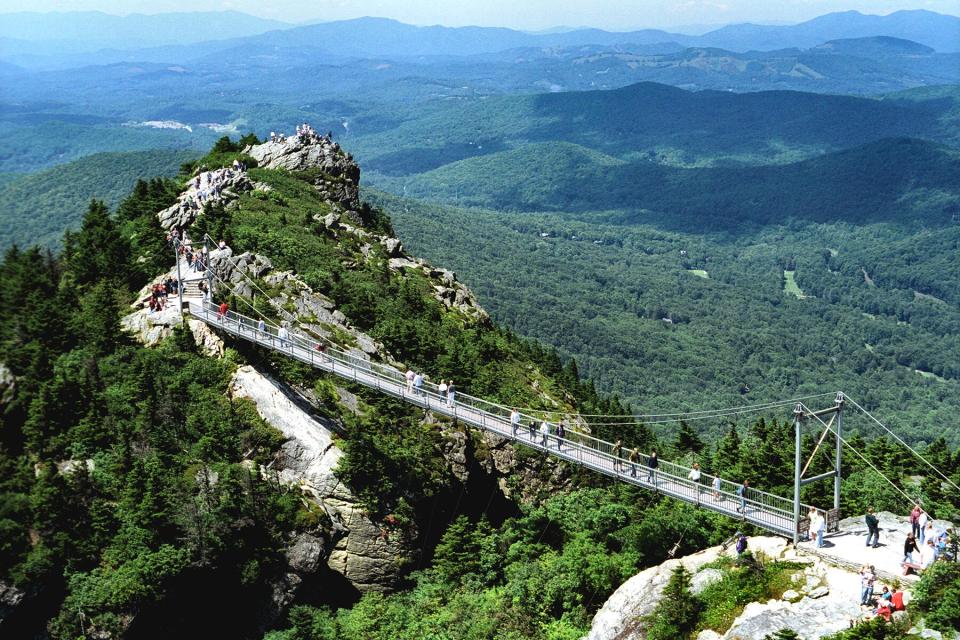 Aerial view of Grandfather Mtn Suspension Bridge