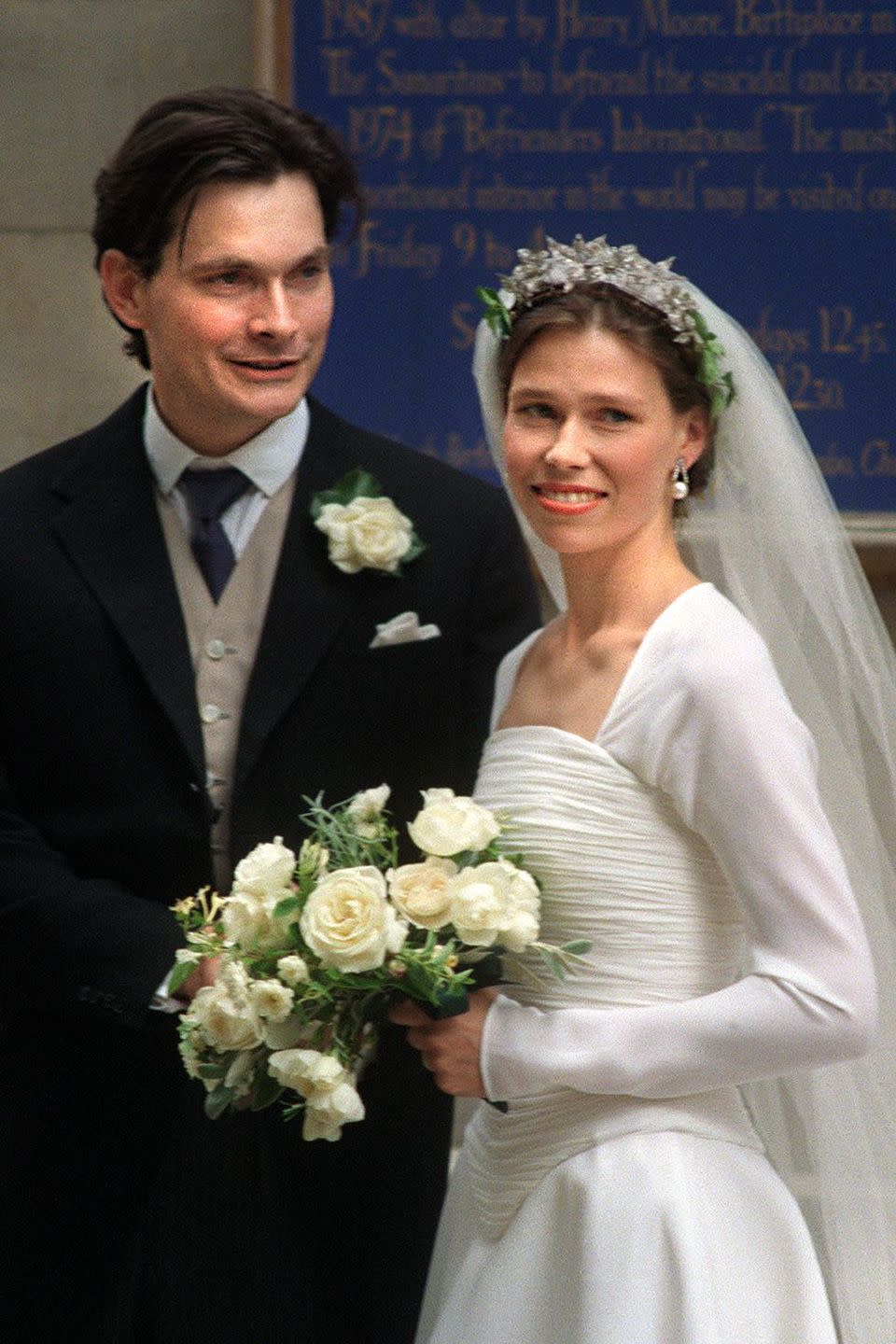 <p><strong>Wedding date: </strong>July 14, 1994</p><p><strong>Wedding tiara: </strong><a href="https://www.townandcountrymag.com/society/tradition/a17007111/princess-margaret-children/" rel="nofollow noopener" target="_blank" data-ylk="slk:Princess Margaret's daughter;elm:context_link;itc:0;sec:content-canvas" class="link ">Princess Margaret's daughter</a> wore the Snowdon Floral Tiara on her wedding day. The tiara is comprised of three diamond floral brooches <a href="https://www.townandcountrymag.com/society/news/a9255/princess-margaret-lord-snowdon-relationship/" rel="nofollow noopener" target="_blank" data-ylk="slk:Antony Armstrong-Jones gave to Princess Margaret;elm:context_link;itc:0;sec:content-canvas" class="link ">Antony Armstrong-Jones gave to Princess Margaret</a> as wedding presents in 1960. Margaret wore the brooches on their own, but they weren't <a href="http://orderofsplendor.blogspot.com/2014/08/tiara-thursday-snowdon-floral-tiara.html" rel="nofollow noopener" target="_blank" data-ylk="slk:turned into a diadem;elm:context_link;itc:0;sec:content-canvas" class="link ">turned into a diadem</a> until Sarah's wedding in 1994.</p>