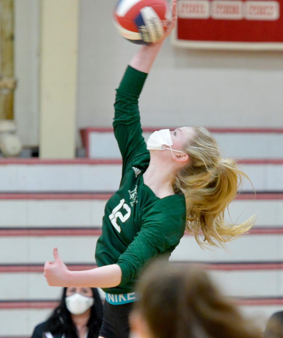 HYANNIS -- 03/17/21 -- D-Y's Grace Presswood returns a ball.