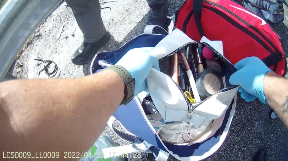 Body camera footage shows Liberty County deputies searching the belongings of the Delaware State University women's lacrosse team during a traffic stop on April 20, 2022, in Georgia.
