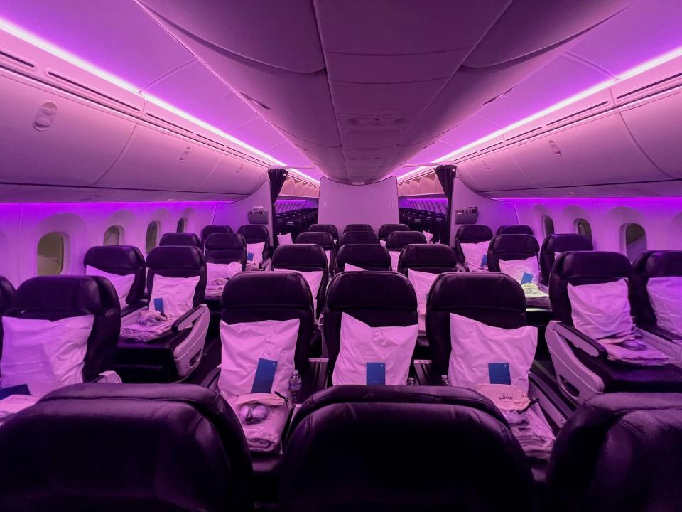 Flying Air New Zealand in business class.