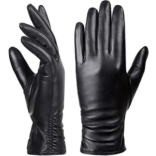 2) Women's Winter Leather Touchscreen Gloves