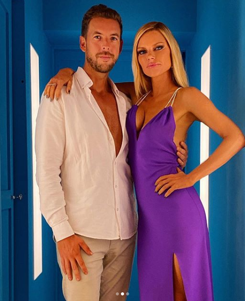 A photo of Joshua Gross and Sophie Monk.