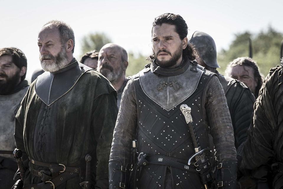 Kit Harrington and Liam Cunningham on Game Of Thrones