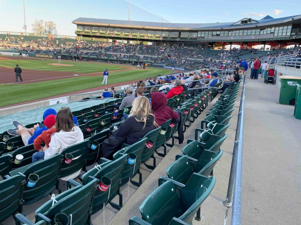 Iowa Cubs fans take in a game at Principal Park against Indianapolis on May 7, 2021. The automated balls and strikes (ABS) system will be used at some Iowa Cubs games this season.