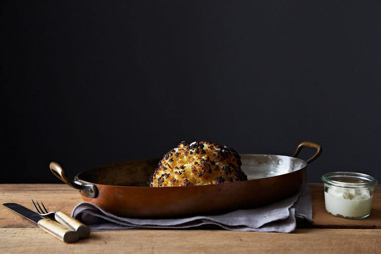 <strong>Get <a href="http://food52.com/recipes/24387-alon-shaya-s-whole-roasted-cauliflower-and-whipped-goat-cheese" target="_blank"> Whole Roasted Cauliflower And Whipped Goat Cheese recipe</a> from Food52</strong>