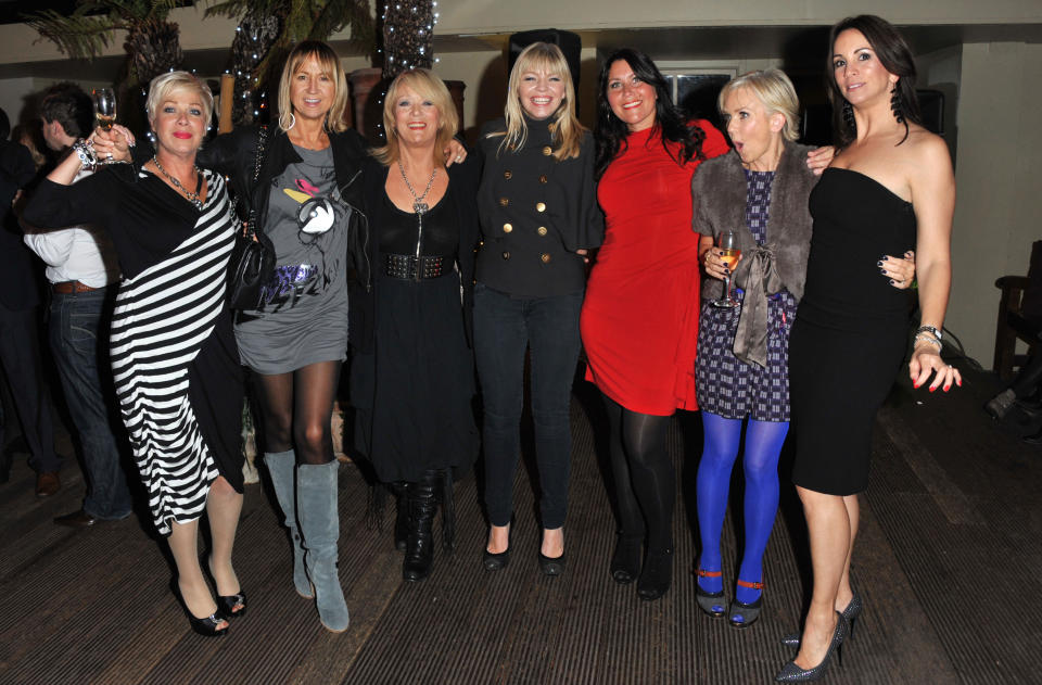 Denise Welch, Carol McGiffin, Sherrie Hewson, Kate Thornton, Zoe Tyler, Lisa Maxwell and Andrea McLean at the DVD launch of Loose Women in New York, Loose In The City in 2010. (WireImage)