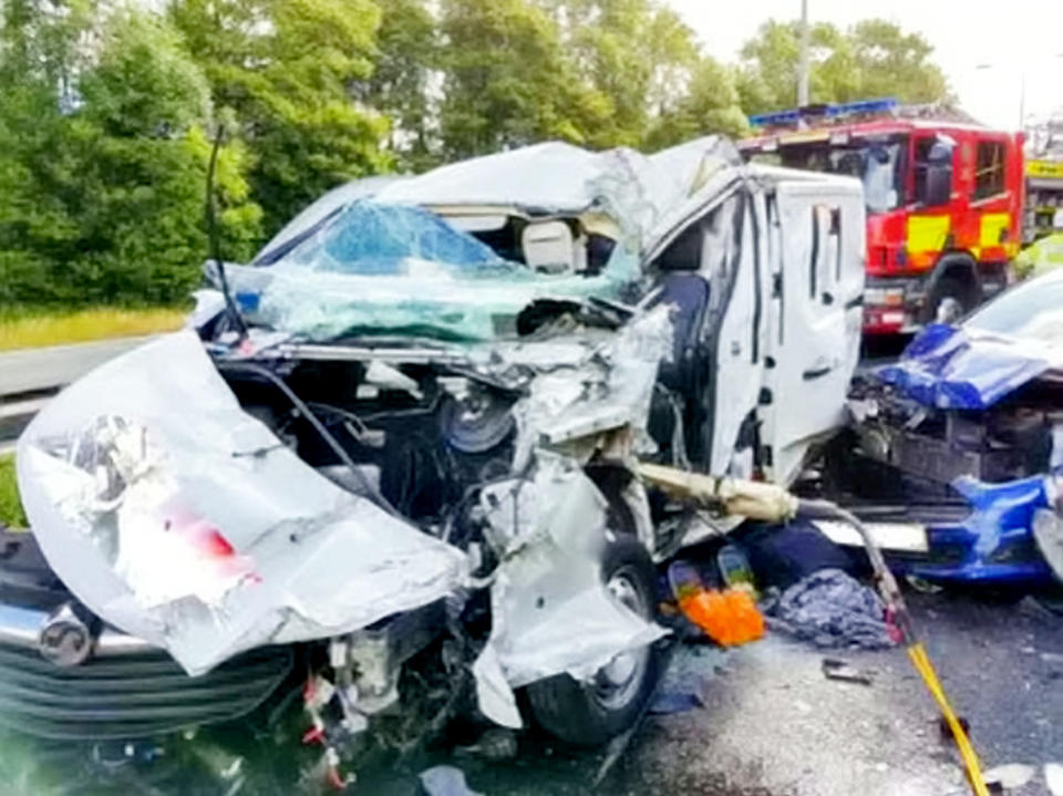 <em>Rush hour – the three-vehicle pile-up happened at rush hour on Friday (Picture: SWNS)</em>