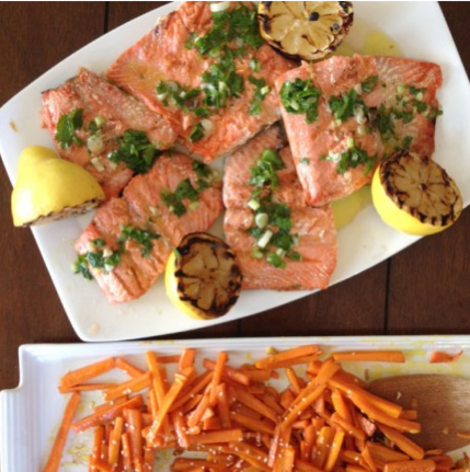 Grilled Salmon With Carrots + Ginger