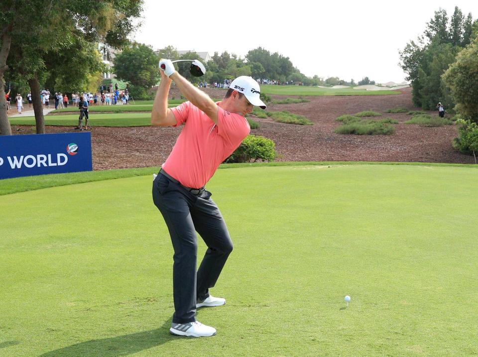 Justin Rose tees off on the 2nd at Jumeirah Golf Estates: Getty