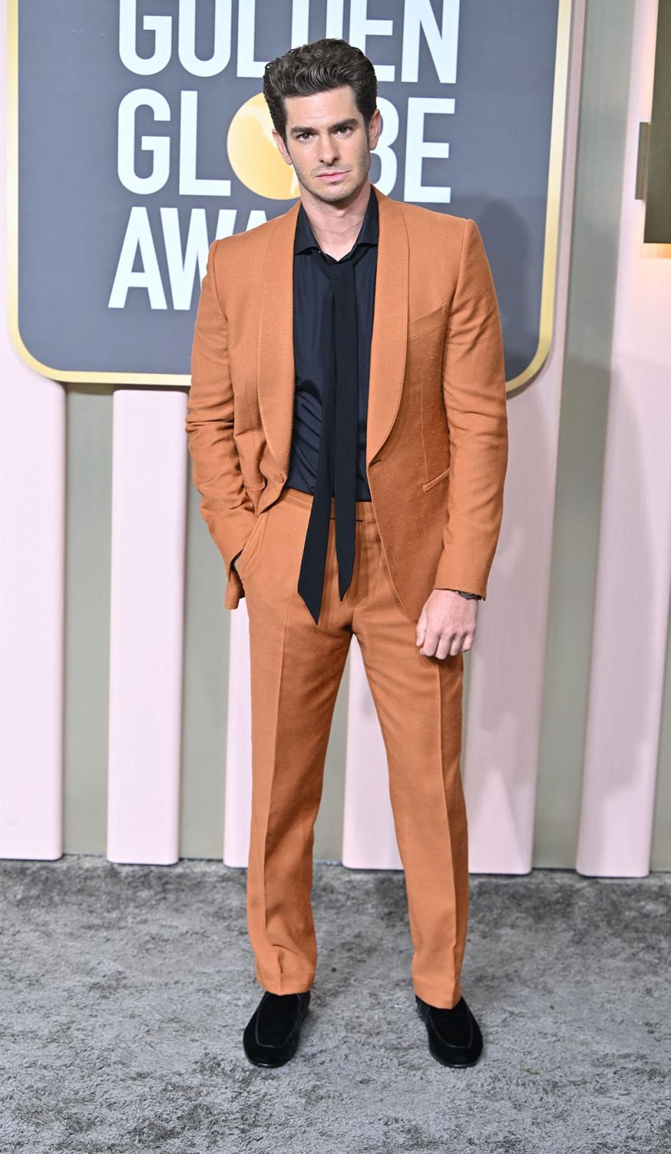 <div class="inline-image__caption"><p>Andrew Garfield arrives for the 80th annual Golden Globe Awards at The Beverly Hilton hotel in Beverly Hills, California, on January 10, 2023.</p></div> <div class="inline-image__credit">Frederic J. Brown/Getty Images</div>