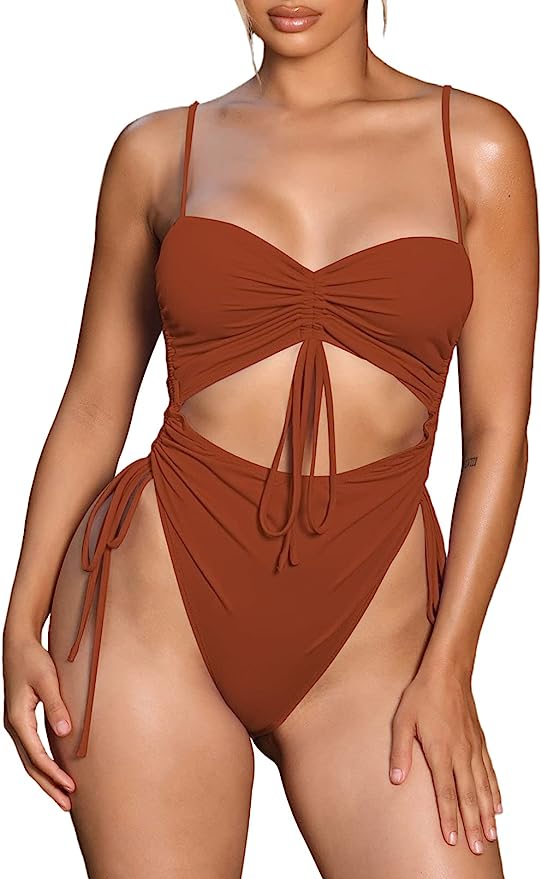 Viottiset Cut-Out Drawstring One Piece Swimsuit