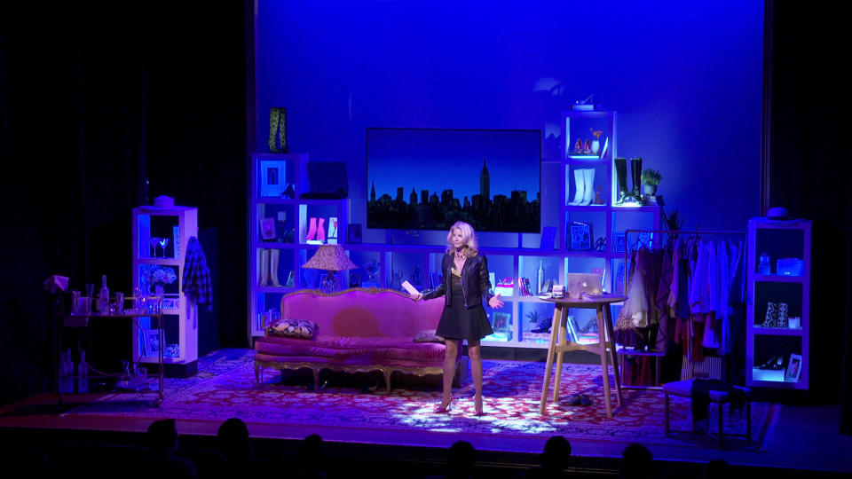 Candace Bushnell on stage in the Off-Broadway show, 