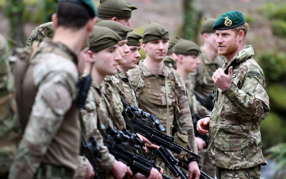 The Duke of Sussex during a visit to 42 Commando Royal Marines in Bickleigh - Finnbarr Webster/PA