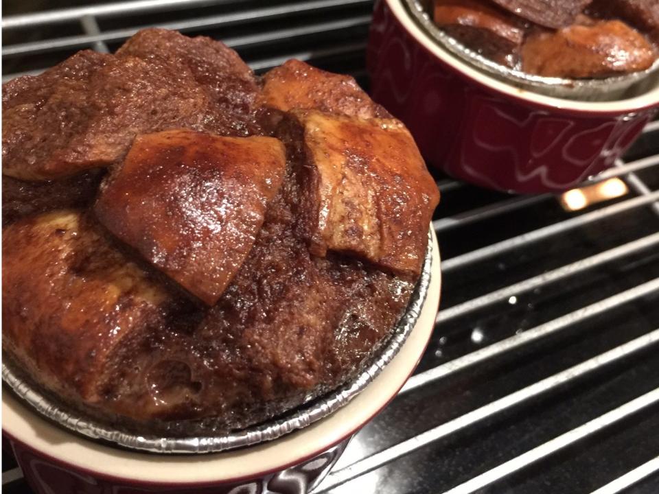 Plated bread pudding