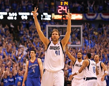 Nowitzk and the Mavericks closed out the Thunder in five games to win the West finals and advance to the NBA Finals for the first time in five years