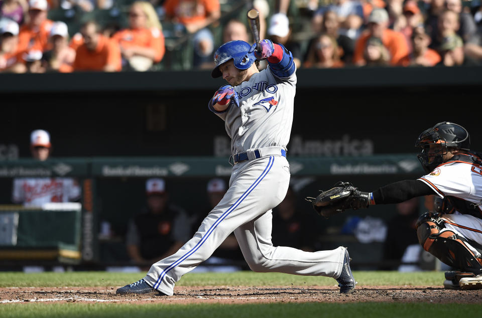 The chances of the Toronto Blue Jays trading Josh Donaldson in the offseason are exceedingly low. (Gail Burton/AP)