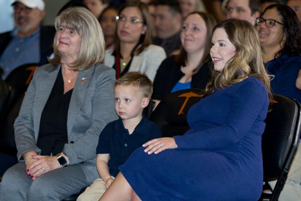 Scotty Walden's family listens as he is introduced as the new UTEP head football coach on Wednesday, Dec. 6, 2023, at a press conference at the Larry K. Durham Sports Center on campus.