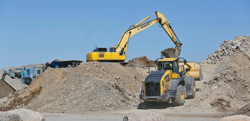 Site work continues at Union Point in South Weymouth on Monday, March 15, 2021.