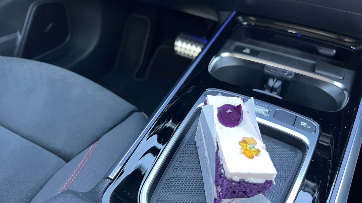 a cake in a car