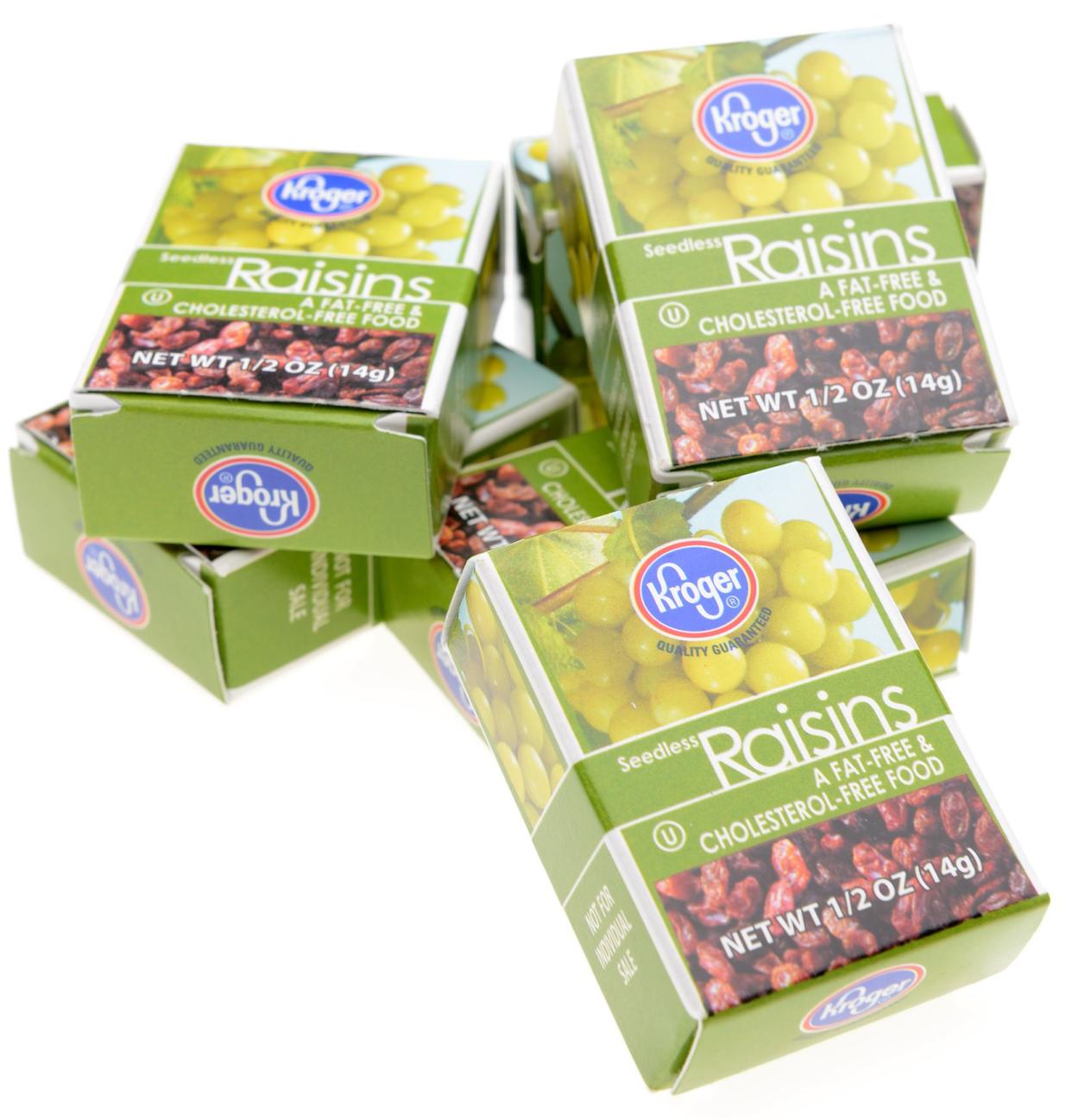 Single Serving Boxes of Kroger Store Brand Raisins