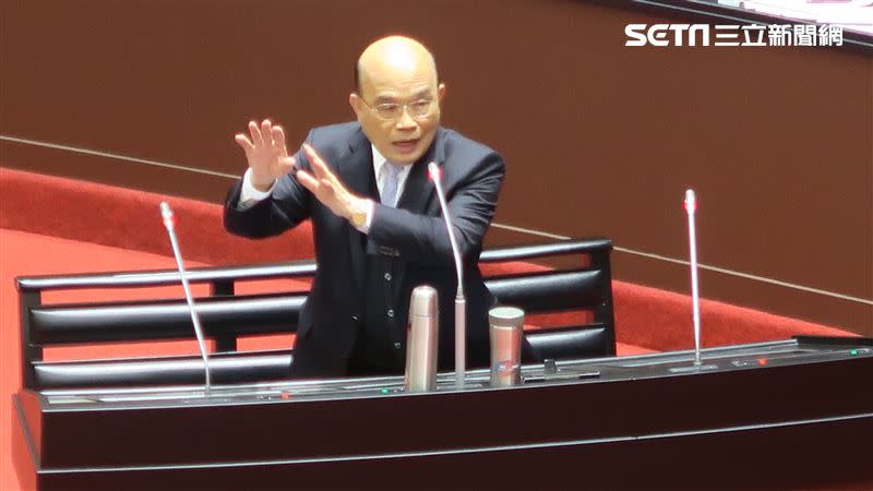 行政院長蘇貞昌15日在立法院表示，與蔡總統就日本食品議題常討論，但沒討論到開放的問題。。（圖／記者盧素梅攝影）