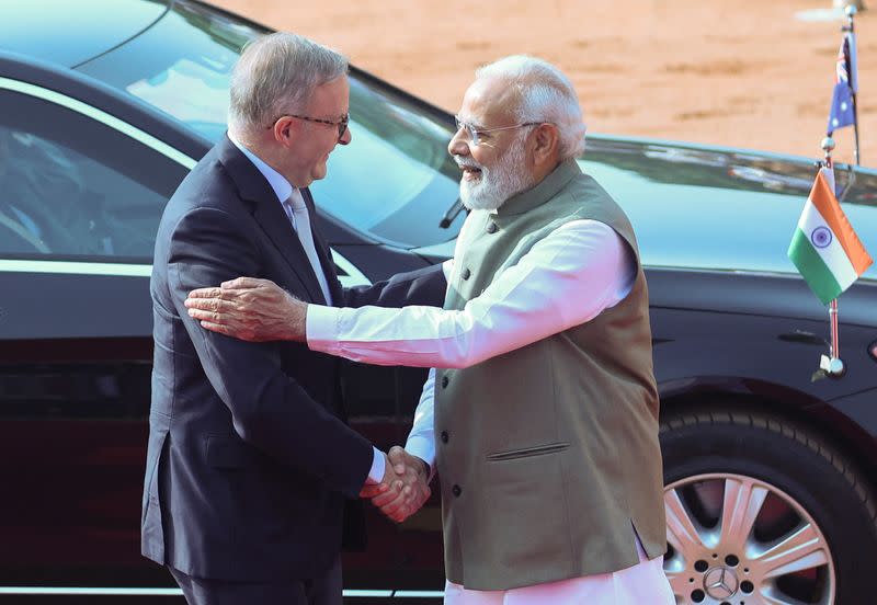 Ceremonial reception for Australian PM Albanese in New Delhi