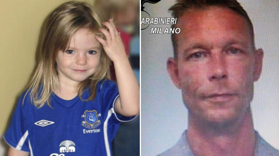 Pictured left is Madeleine McCann. Right is Christian Brueckner. Source: AAP/AP