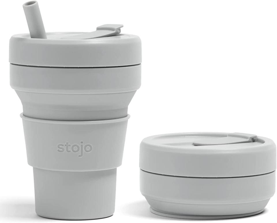 Stojo Collapsible Travel Cup With Straw – Cashmere Gray