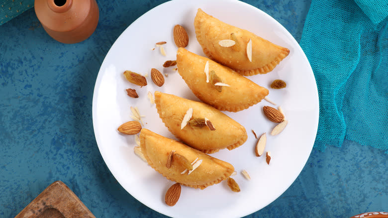 Plate of almond gujiya