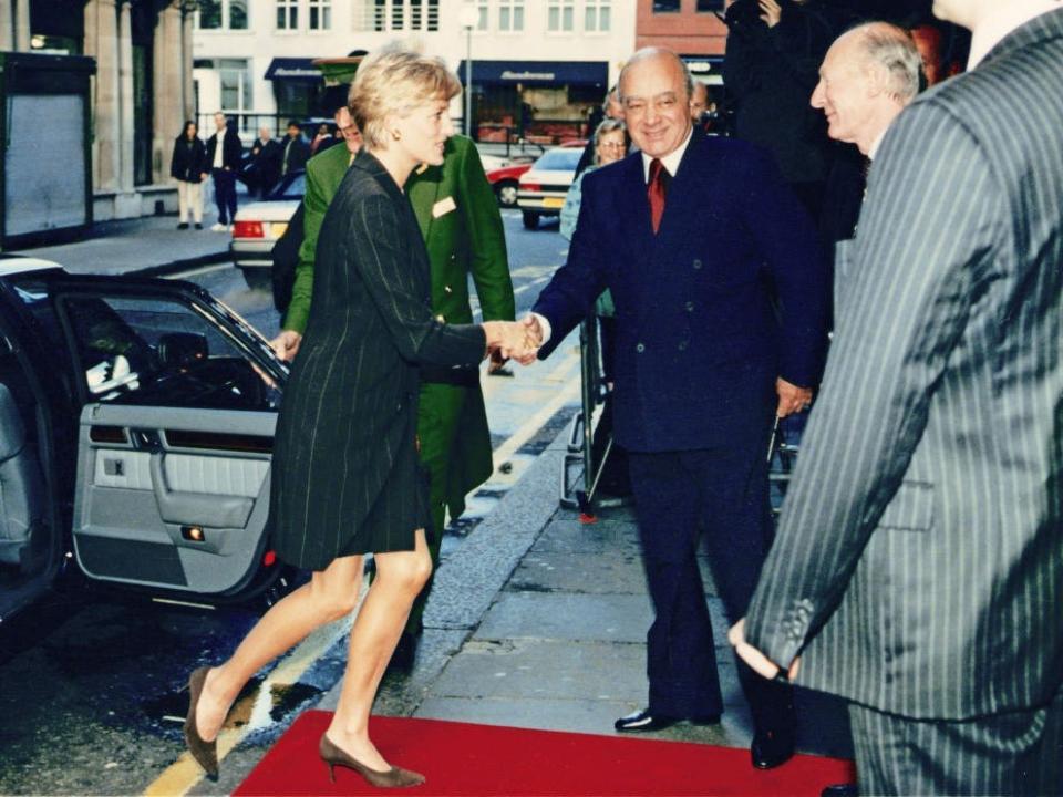 Princess Diana, The Princess of Wales, meets Mr Mohamed Al Fayed at Harrods for a breakfast reception