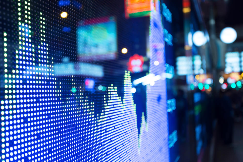 Graph display on a city street at night