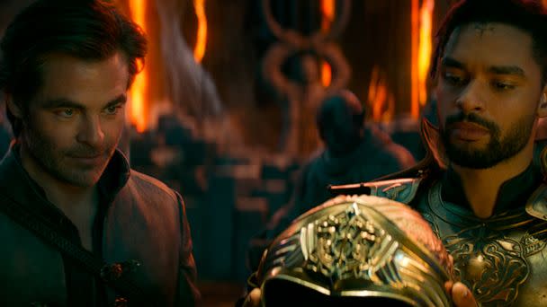 PHOTO: Chris Pine plays Edgin and Rege-Jean Page plays Xenk in Dungeons & Dragons: Honor Among Thieves. (Paramount Pictures)
