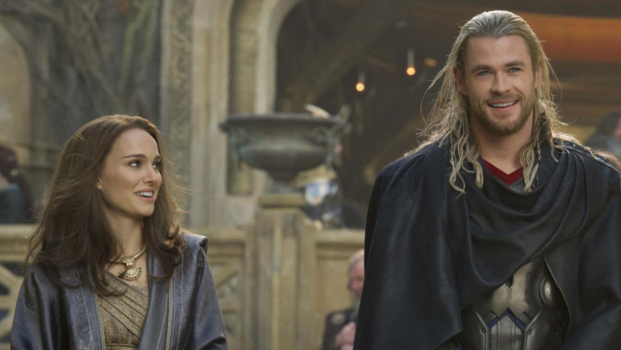 Natalie Portman and Chris Hemsworth in Thor (Credit: Marvel)