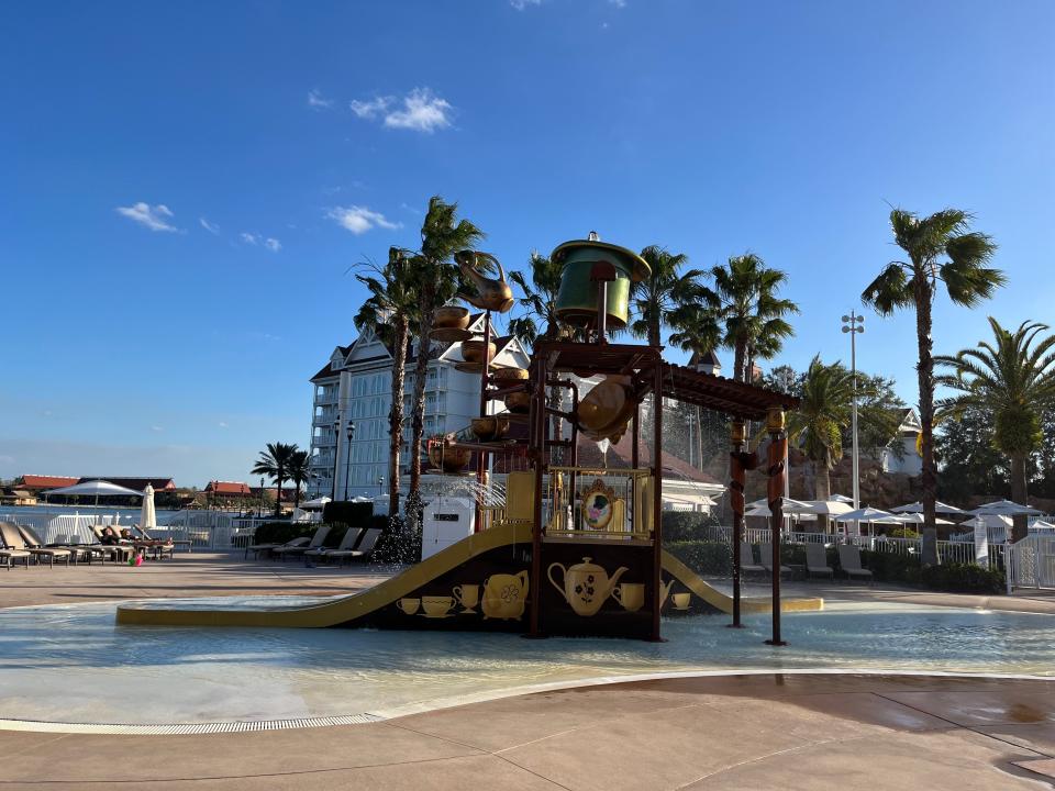 alice in wonderland themed kiddy area at the pool at the grand floridian resort in disney world