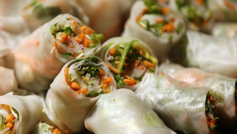 Vegetarian spring rolls are pictured in this 2007 file photo. A plant-based diet may reduce the risk of cancer, heart disease and premature death due to cardiovascular disease, according to a new “umbrella” review of dozens of studies on health impacts of vegan and vegetarian diets.
