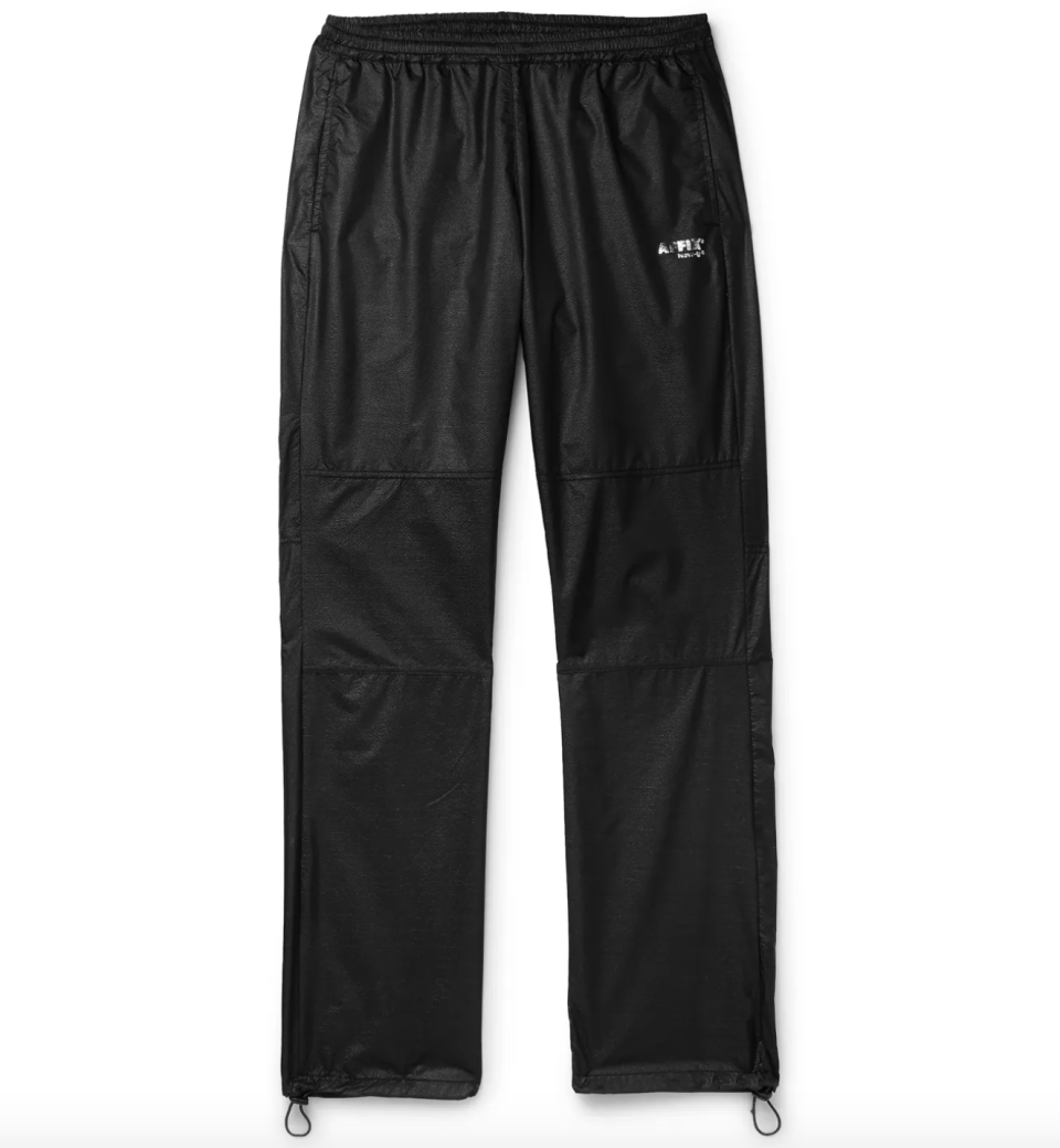 Mesh-Trimmed Logo-Print Textured-Nylon Track Pants