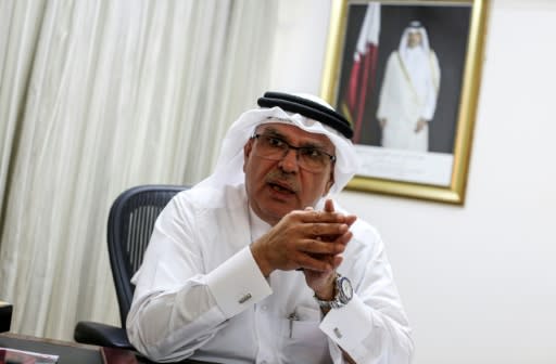 The Qatari envoy to the Gaza Strip, Mohammed al-Emadi, speaks during an interview in his office with AFP in Gaza City