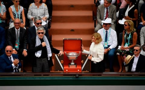 Roger Waters and French actress Lea Seydoux unveil the Mousquetaires Cup  - Credit: AFP