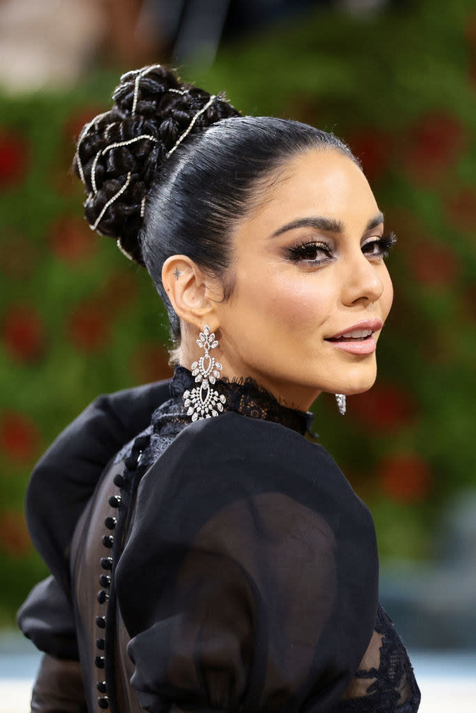 Vanessa Hudgens wears an elaborate updo