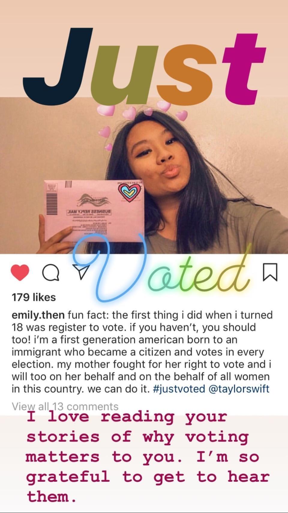 The singer is using her Instagram platform to promote voting in her home state of Tennessee, and beyond.