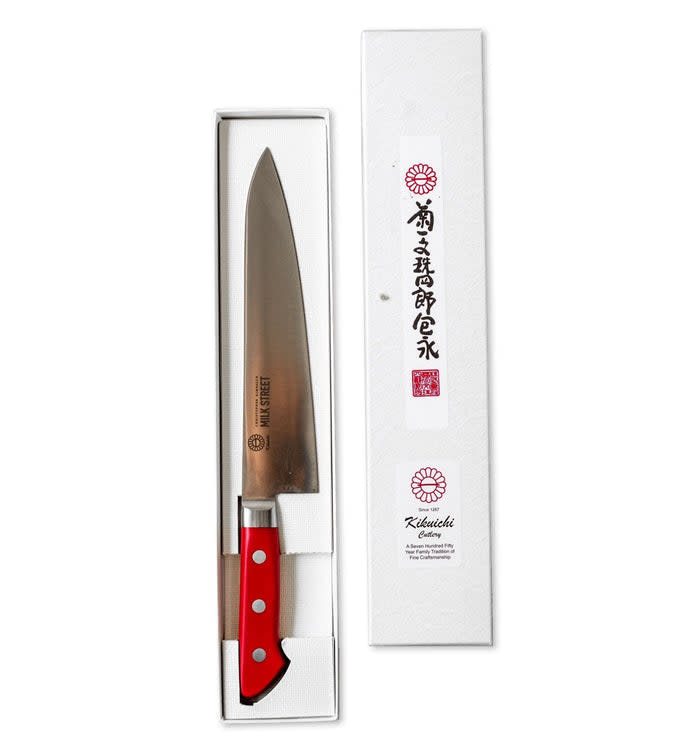 <p><a href="https://go.redirectingat.com?id=74968X1596630&url=https%3A%2F%2Fstore.177milkstreet.com%2Fcollections%2Fknives%2Fproducts%2Fkikuichi-for-milk-street-8-chef-knife&sref=https%3A%2F%2Fwww.menshealth.com%2Fnutrition%2Fg34834330%2Fbest-japanese-knives%2F" rel="nofollow noopener" target="_blank" data-ylk="slk:Shop Now;elm:context_link;itc:0;sec:content-canvas" class="link ">Shop Now</a></p><p>Kikuichi for Milk Street 8" Chef Knife</p><p>$139.95</p><p>177milkstreet.com</p>