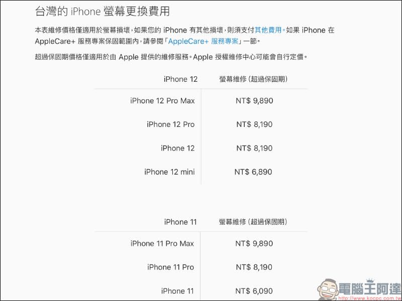 iPhone 12 全系列螢幕與電池官方維修價格公布