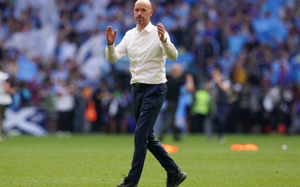 Manchester United manager Erik ten Hag after the final whistle in the Emirates FA Cup final at Wembley Stadium - PA/Martin Rickett