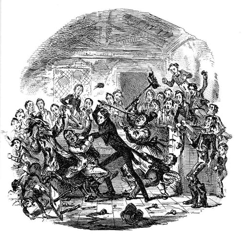 <span class="caption">Dotheboys Hall, from Nicholas Nickleby by Charles Dickens. Illustration by 'Phiz' (Hablot K. Browne).</span> <span class="attribution"><span class="source">Image scan and text Jacqueline Banerjee, Associate Editor, Victorian Web</span>, <a class="link rapid-noclick-resp" href="http://creativecommons.org/licenses/by-sa/4.0/" rel="nofollow noopener" target="_blank" data-ylk="slk:CC BY-SA;elm:context_link;itc:0;sec:content-canvas">CC BY-SA</a></span>