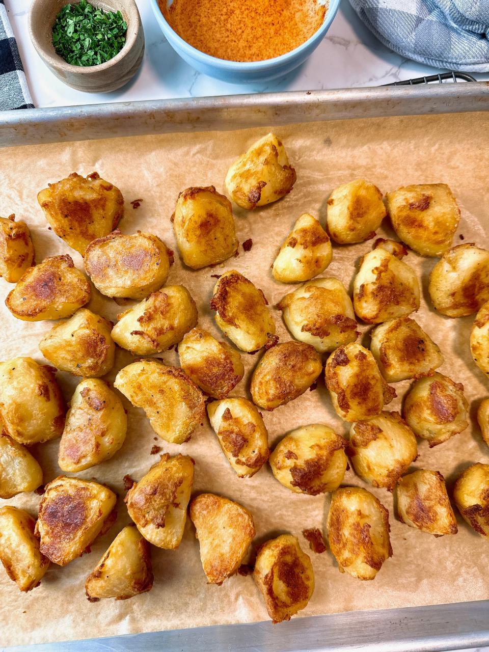 Shake those potatoes here and there for the last 20 minutes of cooking.