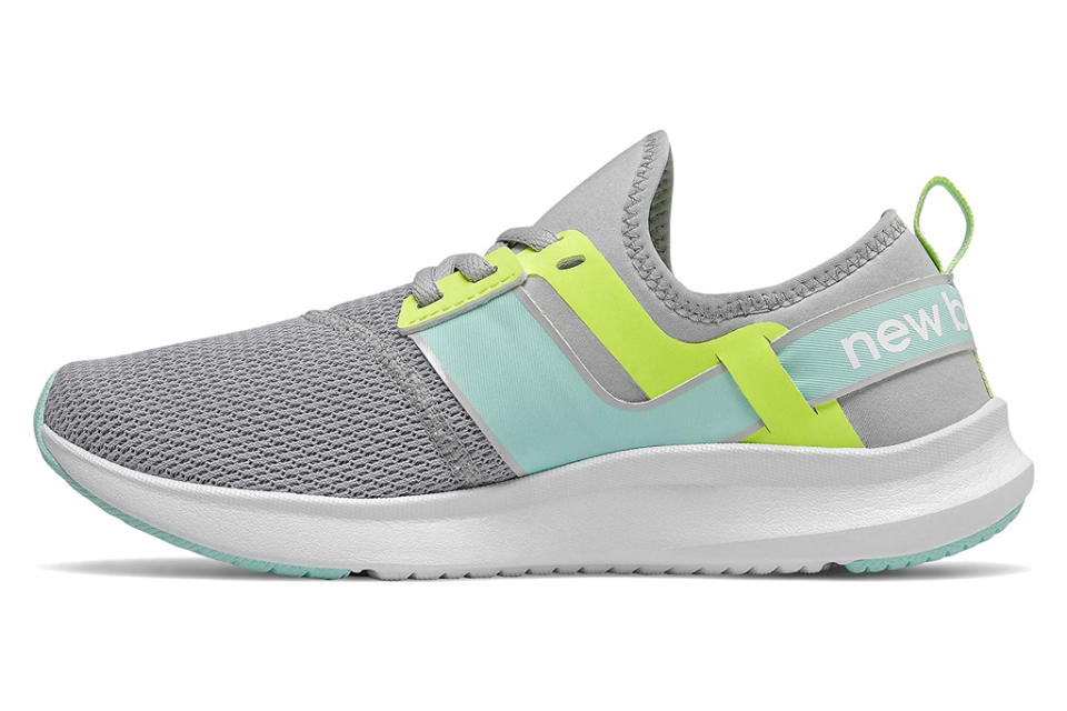 new balance, running shoes, gray, blue, green