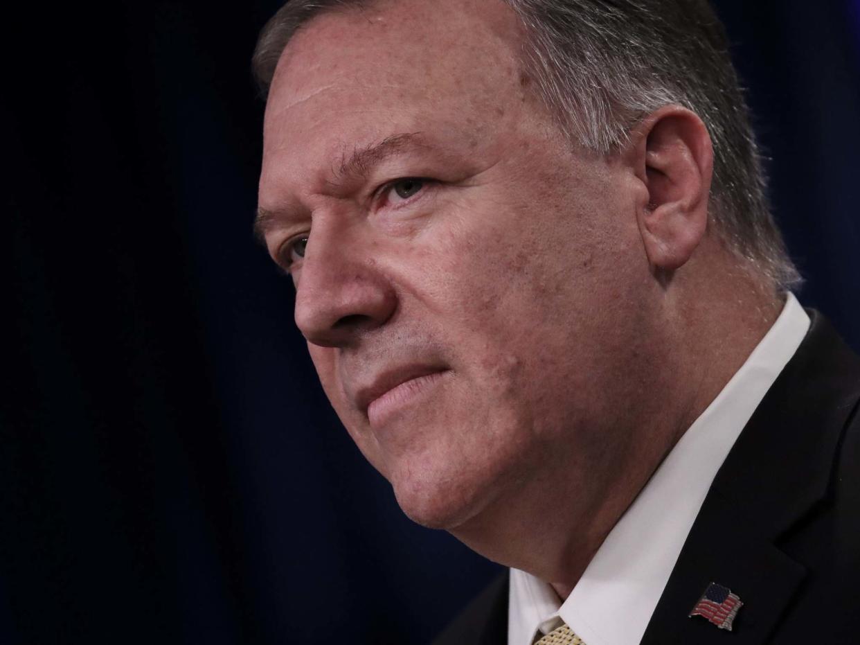 US Secretary of State Mike Pompeo speaks during a press conference at the Department of State: Getty Images