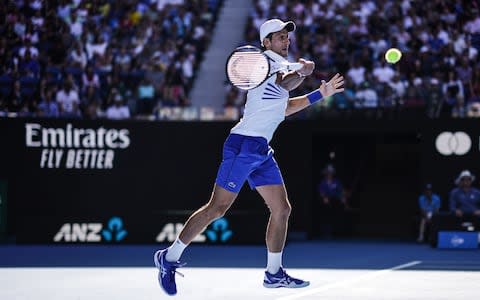 Novak Djokovic on the attack - Credit: Getty Images